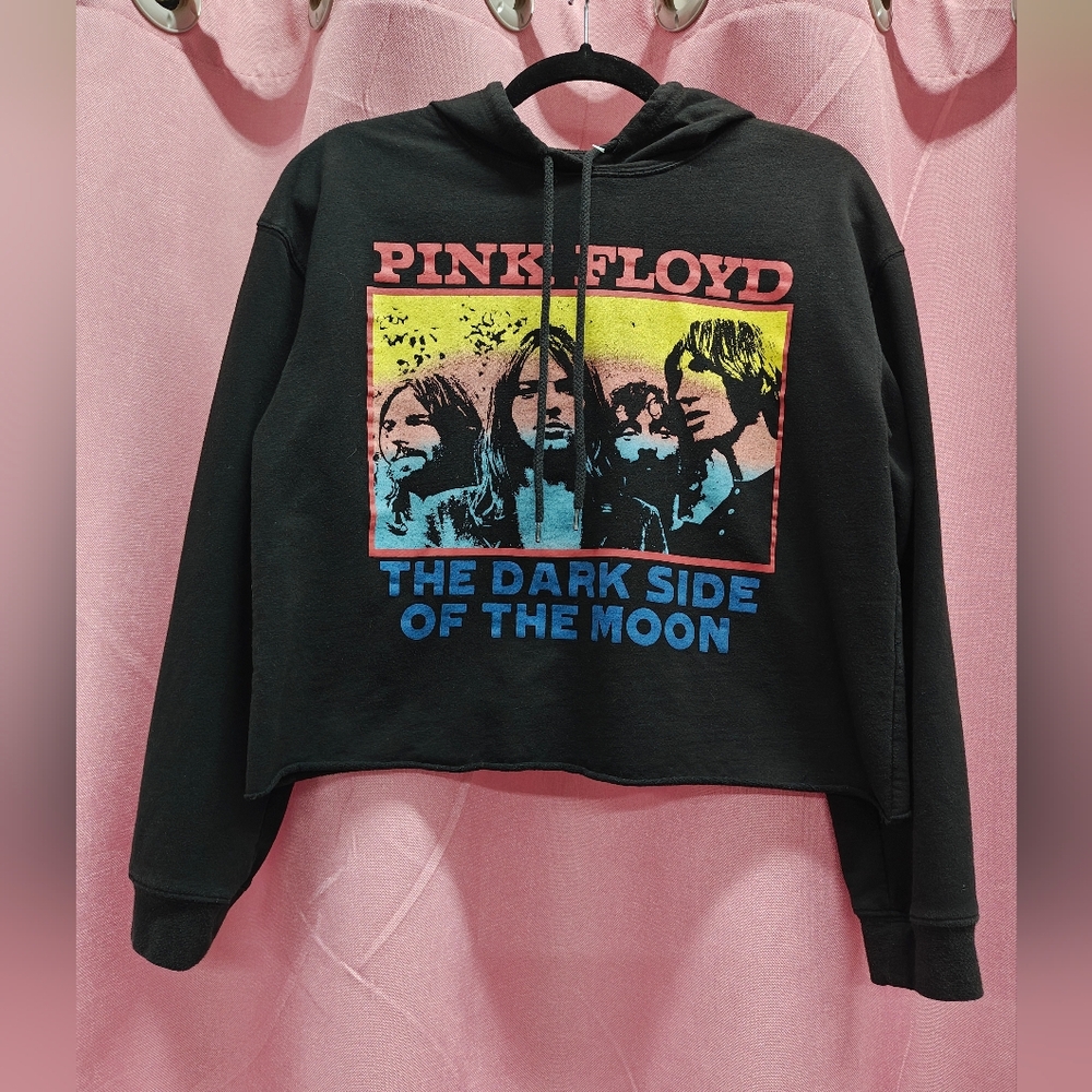 Pink Floyd Black Crop Hoodie Sz SM